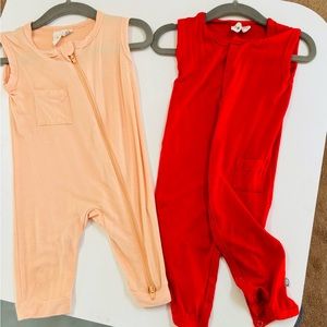 Kyte baby sleeveless romper bundle EUC, crimson and clementine
